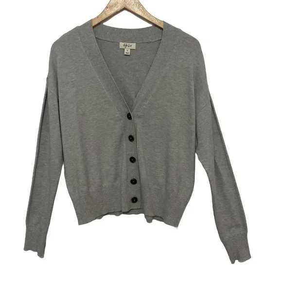 STYLE & CO Cropped Button gray Cardigan size varius casual NWT - Picture 2 of 9